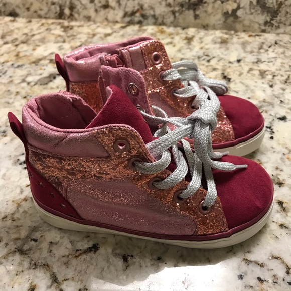 Pink Rose Gold Glitter & Burgundy Suede - Picture 2 of 4